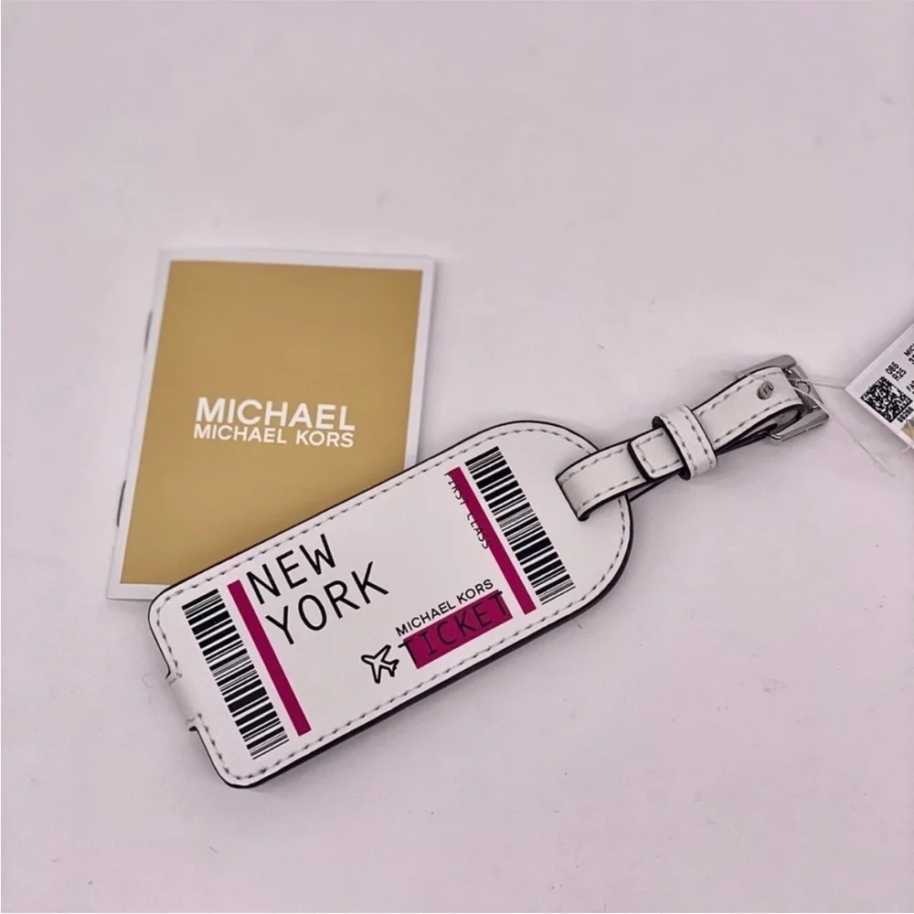 Michael Kors White and Pink Luggage Tag